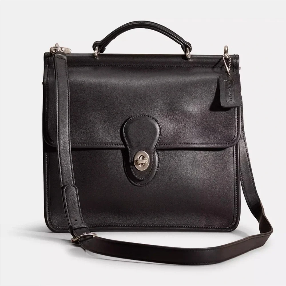Vintage Coach Willis Leather Crossbody Bag in Black